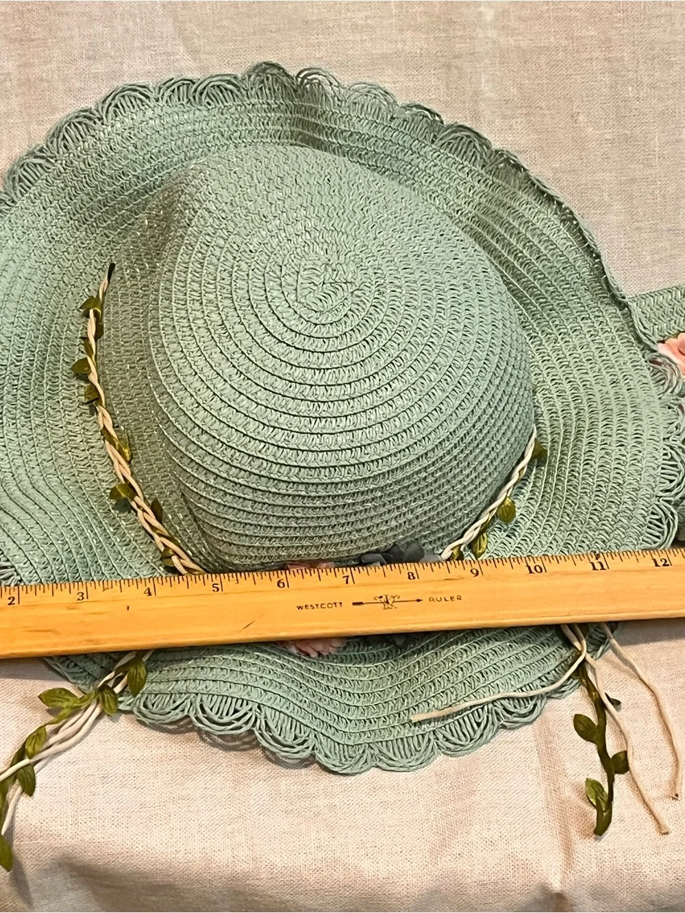 Girls Mint Floral Straw Sun Hat and Matching Crossbody Bag